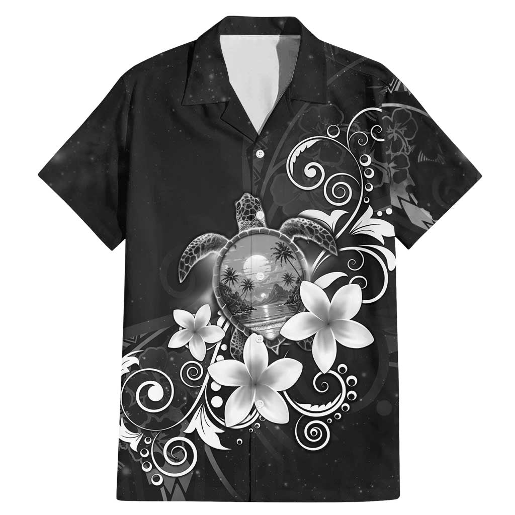 Hawaii Honu Family Matching Mermaid Dress and Hawaiian Shirt Polynesian Curves Plumeria Grayscale - Polynesian Pride