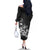 Hawaii Honu Family Matching Off The Shoulder Long Sleeve Dress and Hawaiian Shirt Polynesian Curves Plumeria Grayscale - Polynesian Pride