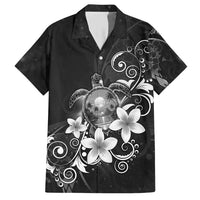 Hawaii Honu Family Matching Short Sleeve Bodycon Dress and Hawaiian Shirt Polynesian Curves Plumeria Grayscale - Polynesian Pride