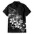 Hawaii Honu Family Matching Short Sleeve Bodycon Dress and Hawaiian Shirt Polynesian Curves Plumeria Grayscale - Polynesian Pride