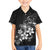 Hawaii Honu Family Matching Short Sleeve Bodycon Dress and Hawaiian Shirt Polynesian Curves Plumeria Grayscale - Polynesian Pride