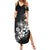 Hawaii Honu Family Matching Summer Maxi Dress and Hawaiian Shirt Polynesian Curves Plumeria Grayscale - Polynesian Pride