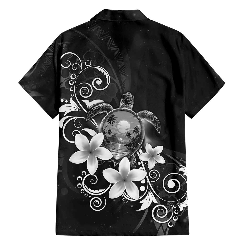 Hawaii Honu Family Matching Tank Maxi Dress and Hawaiian Shirt Polynesian Curves Plumeria Grayscale - Polynesian Pride