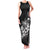 Hawaii Honu Family Matching Tank Maxi Dress and Hawaiian Shirt Polynesian Curves Plumeria Grayscale - Polynesian Pride