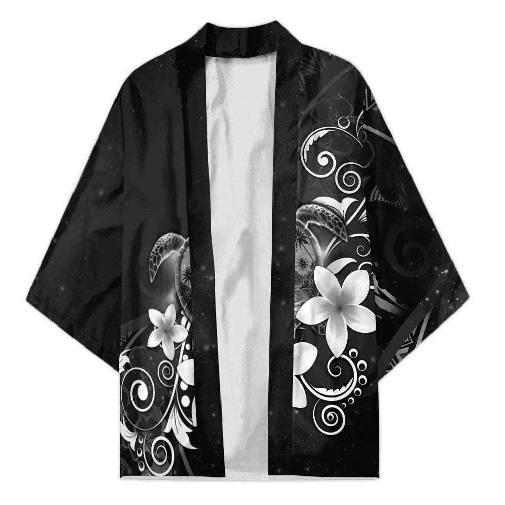 Hawaii Honu Kimono Polynesian Curves Plumeria Grayscale - Polynesian Pride