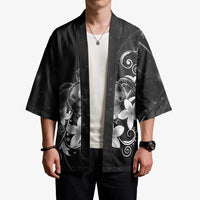 Hawaii Honu Kimono Polynesian Curves Plumeria Grayscale - Polynesian Pride