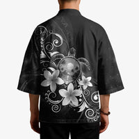 Hawaii Honu Kimono Polynesian Curves Plumeria Grayscale - Polynesian Pride