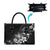 Hawaii Honu Leather Bag Polynesian Curves Plumeria Grayscale - Polynesian Pride