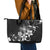 Hawaii Honu Leather Tote Bag Polynesian Curves Plumeria Grayscale - Polynesian Pride