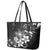 Hawaii Honu Leather Tote Bag Polynesian Curves Plumeria Grayscale - Polynesian Pride