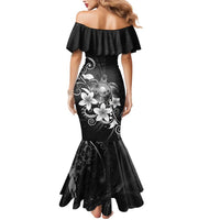 Hawaii Honu Mermaid Dress Polynesian Curves Plumeria Grayscale - Polynesian Pride