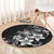 Hawaii Honu Round Carpet Polynesian Curves Plumeria Grayscale - Polynesian Pride