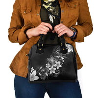 Hawaii Honu Shoulder Handbag Polynesian Curves Plumeria Grayscale - Polynesian Pride