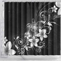 Hawaii Honu Shower Curtain Polynesian Curves Plumeria Grayscale - Polynesian Pride