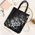 Hawaii Honu Tote Bag Polynesian Curves Plumeria Grayscale - Polynesian Pride