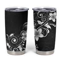 Hawaii Honu Tumbler Cup Polynesian Curves Plumeria Grayscale - Polynesian Pride