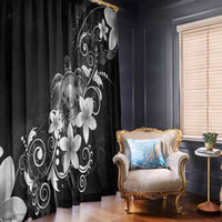 Hawaii Honu Window Curtain Polynesian Curves Plumeria Grayscale - Polynesian Pride