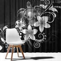 Hawaii Honu Window Curtain Polynesian Curves Plumeria Grayscale - Polynesian Pride