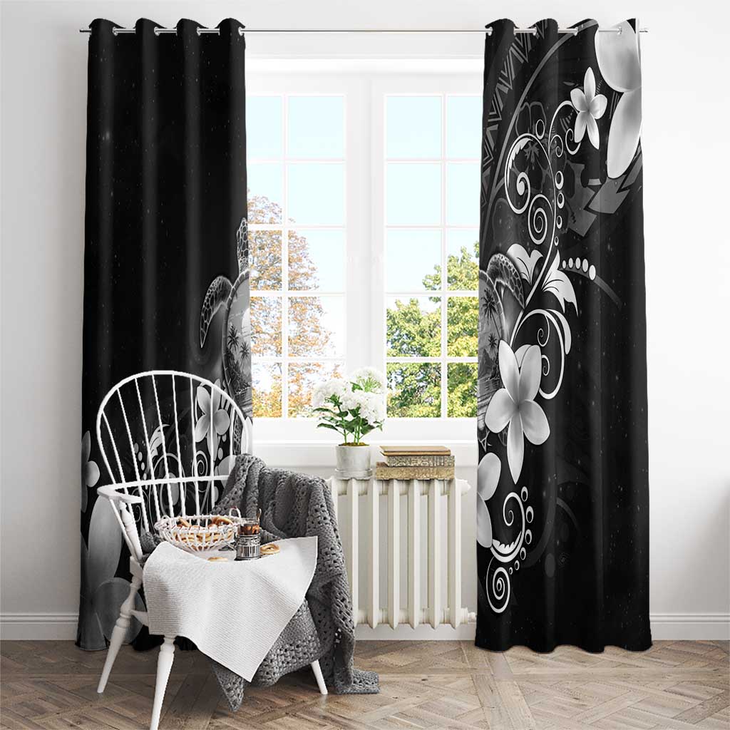 Hawaii Honu Window Curtain Polynesian Curves Plumeria Grayscale - Polynesian Pride