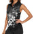 Hawaii Honu Women Sleeveless Polo Shirt Polynesian Curves Plumeria Grayscale - Polynesian Pride
