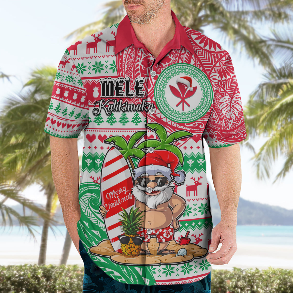 Hawaii Christmas Hawaiian Shirt Santa Claus Surf Mele Kalikimaka LT05 - Polynesian Pride