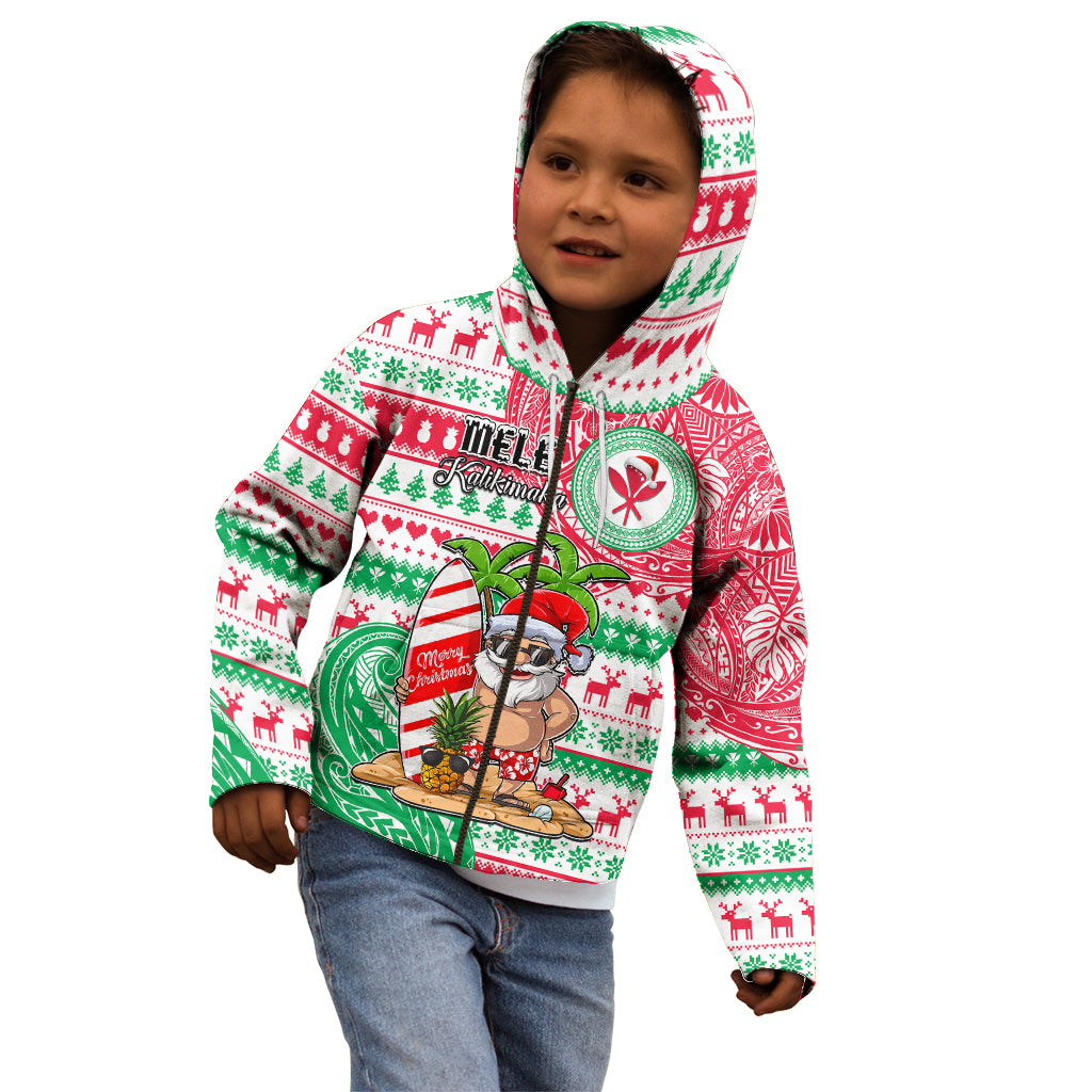 Hawaii Christmas Kid Hoodie Santa Claus Surf Mele Kalikimaka LT05 - Polynesian Pride