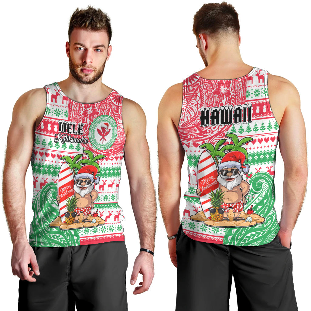 Hawaii Christmas Men Tank Top Santa Claus Surf Mele Kalikimaka LT05 - Polynesian Pride