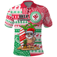 Hawaii Christmas Polo Shirt Santa Claus Surf Mele Kalikimaka LT05 Red - Polynesian Pride