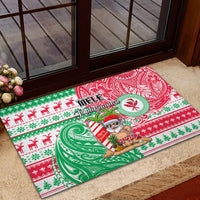 Hawaii Christmas Rubber Doormat Santa Claus Surf Mele Kalikimaka LT05 - Polynesian Pride