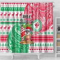 Hawaii Christmas Shower Curtain Santa Claus Surf Mele Kalikimaka LT05 - Polynesian Pride
