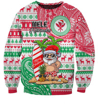 Hawaii Christmas Sweatshirt Santa Claus Surf Mele Kalikimaka LT05 Unisex Red - Polynesian Pride