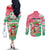 Personalized Hawaii Christmas Couples Matching Off The Shoulder Long Sleeve Dress and Long Sleeve Button Shirts Santa Claus Surf Mele Kalikimaka LT05 - Polynesian Pride