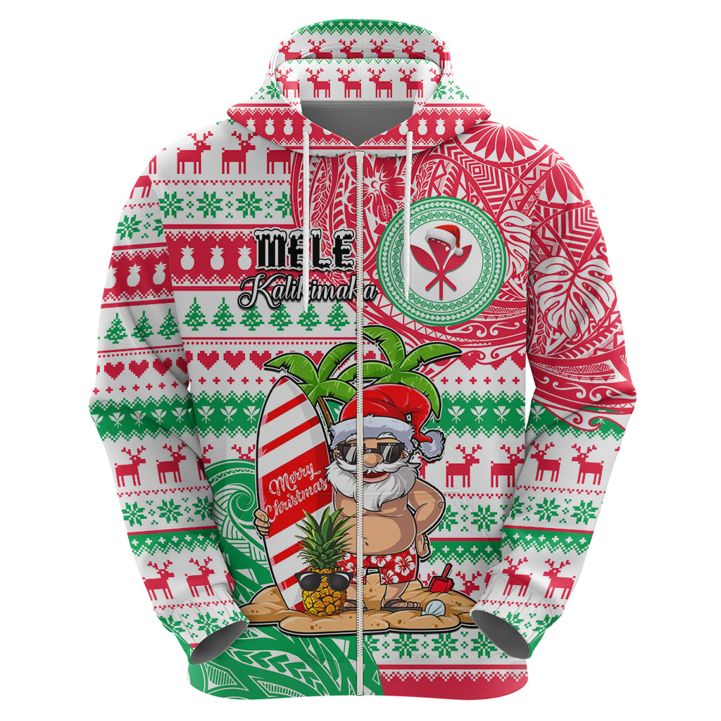 Personalized Hawaii Christmas Hoodie Santa Claus Surf Mele Kalikimaka LT05 - Polynesian Pride