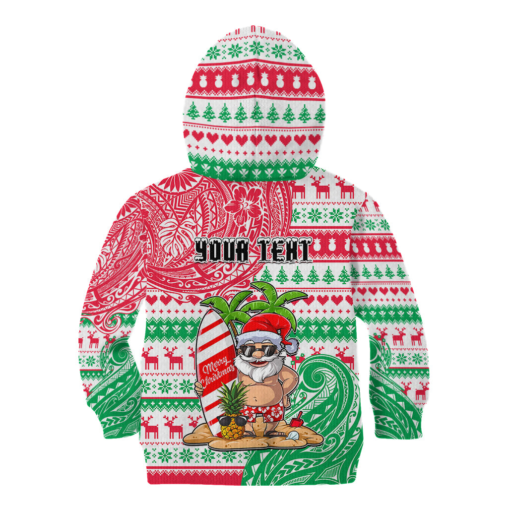 Personalized Hawaii Christmas Kid Hoodie Santa Claus Surf Mele Kalikimaka LT05 - Polynesian Pride