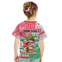 Personalized Hawaii Christmas Kid T Shirt Santa Claus Surf Mele Kalikimaka LT05 - Polynesian Pride