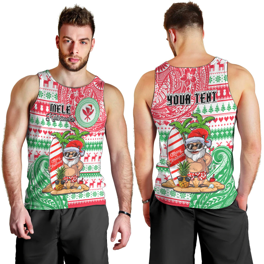 Personalized Hawaii Christmas Men Tank Top Santa Claus Surf Mele Kalikimaka LT05 - Polynesian Pride