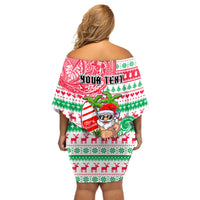 Personalized Hawaii Christmas Off Shoulder Short Dress Santa Claus Surf Mele Kalikimaka LT05 - Polynesian Pride
