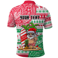 Personalized Hawaii Christmas Polo Shirt Santa Claus Surf Mele Kalikimaka LT05 - Polynesian Pride