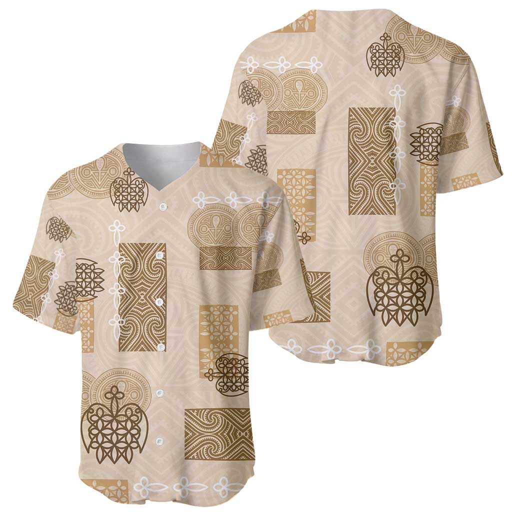 Vintage Lapita Baseball Jersey Iconic Double Face Pattern Beige