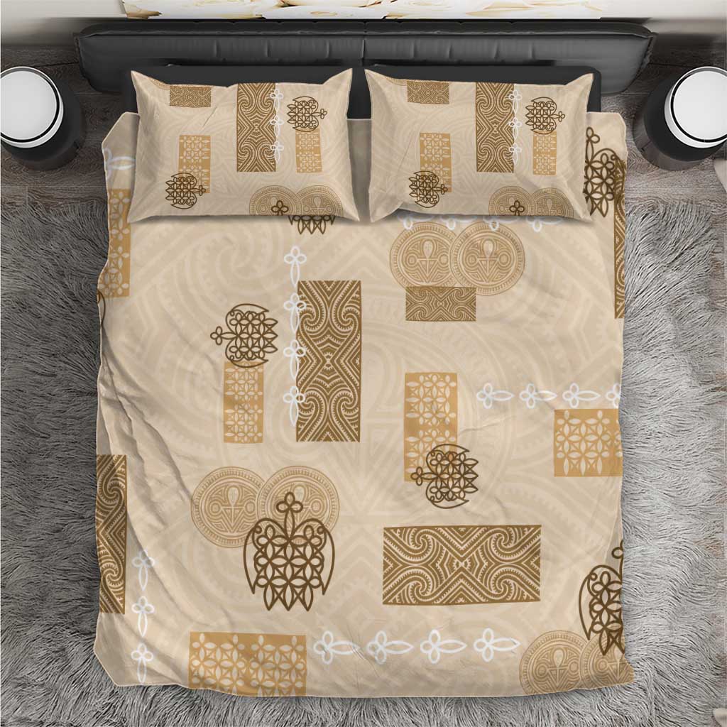 Vintage Lapita Bedding Set Iconic Double Face Pattern Beige LT05 Beige - Polynesian Pride