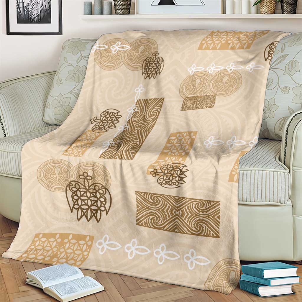 Vintage Lapita Blanket Iconic Double Face Pattern Beige