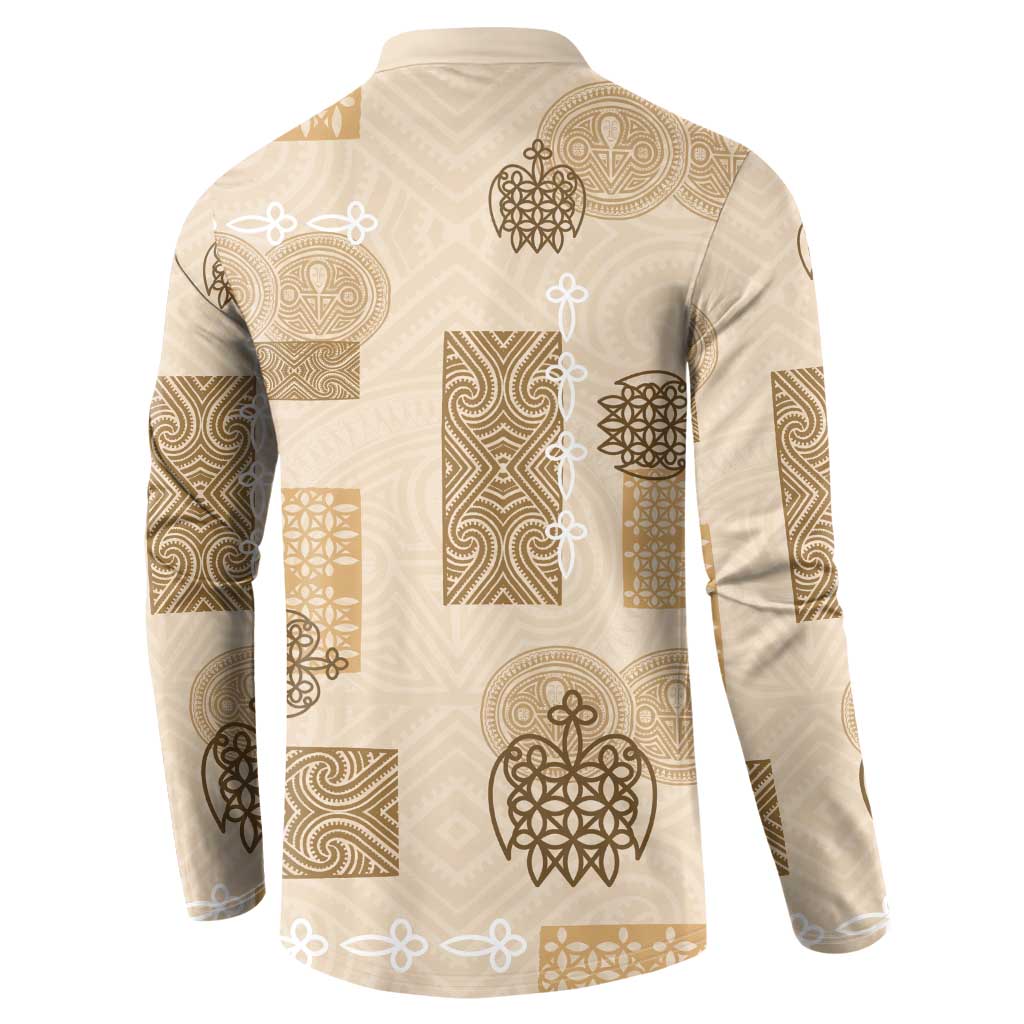 Vintage Lapita Button Sweatshirt Iconic Double Face Pattern Beige