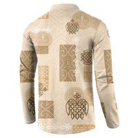 Vintage Lapita Button Sweatshirt Iconic Double Face Pattern Beige