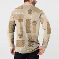 Vintage Lapita Button Sweatshirt Iconic Double Face Pattern Beige