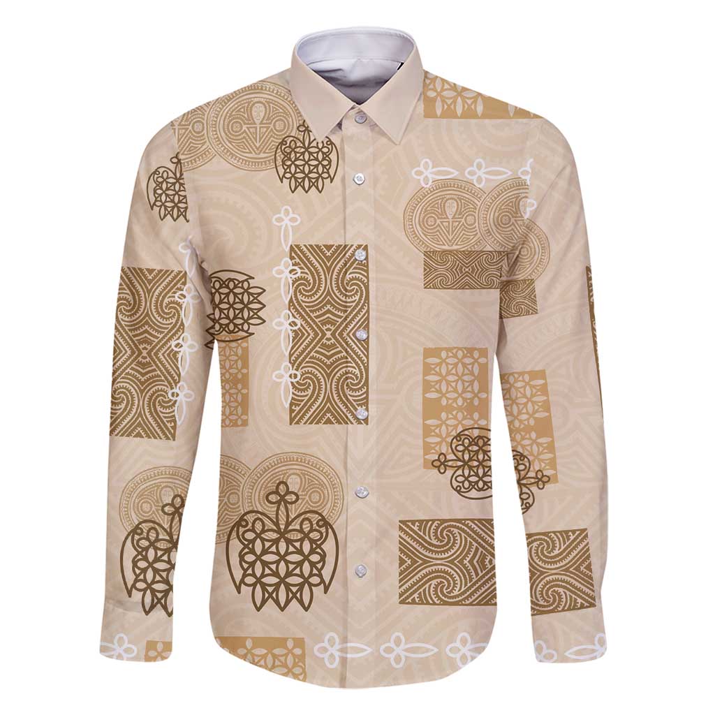 Vintage Lapita Family Matching Mermaid Dress and Hawaiian Shirt Iconic Double Face Pattern Beige