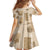 Vintage Lapita Family Matching Off The Shoulder Long Sleeve Dress and Hawaiian Shirt Iconic Double Face Pattern Beige