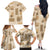 Vintage Lapita Family Matching Off The Shoulder Long Sleeve Dress and Hawaiian Shirt Iconic Double Face Pattern Beige