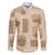 Vintage Lapita Family Matching Off The Shoulder Long Sleeve Dress and Hawaiian Shirt Iconic Double Face Pattern Beige