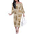 Vintage Lapita Family Matching Off The Shoulder Long Sleeve Dress and Hawaiian Shirt Iconic Double Face Pattern Beige