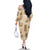 Vintage Lapita Family Matching Off The Shoulder Long Sleeve Dress and Hawaiian Shirt Iconic Double Face Pattern Beige